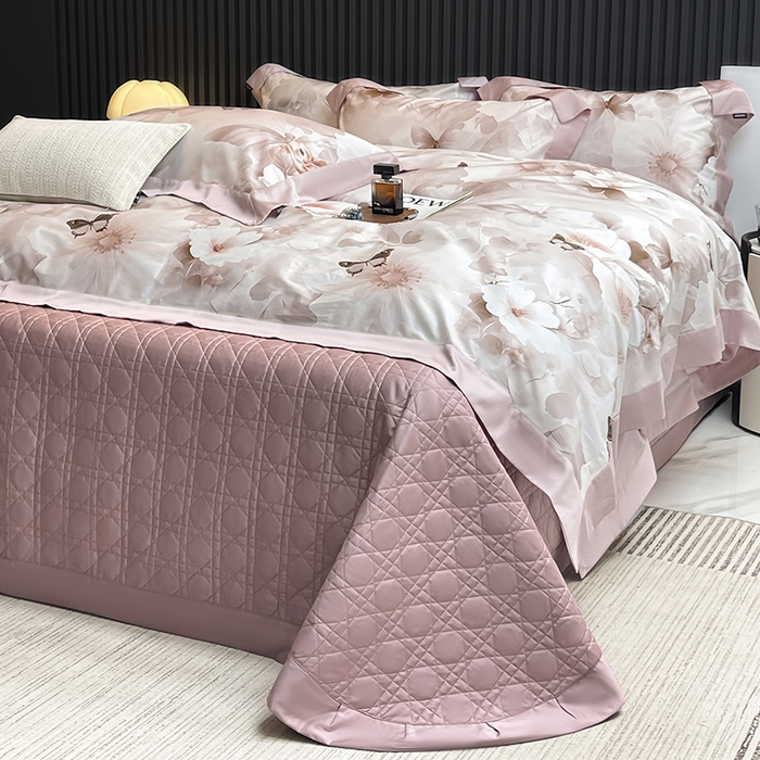 91家纺网 家纺一手货源 找家纺 （总） 2025新品A类100支天丝棉夹棉床盖床笠四件套全棉床单加厚高端数码印花长绒棉夏季轻奢真丝床上用品