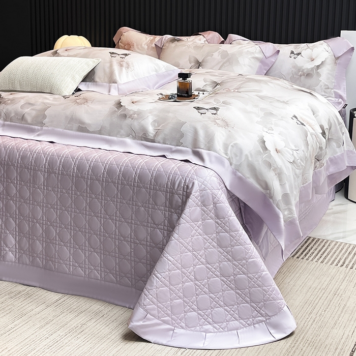 91家纺网 家纺一手货源 找家纺 （总） 2025新品A类100支天丝棉夹棉床盖床笠四件套全棉床单加厚高端数码印花长绒棉夏季轻奢真丝床上用品