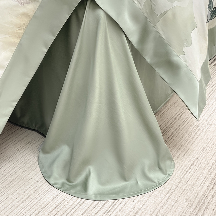 91家纺网 家纺一手货源 找家纺 2025新品A类100支天丝棉夹棉床盖床笠四件套全棉床单加厚高端数码印花长绒棉夏季轻奢真丝床上用品 蝶织梦-绿