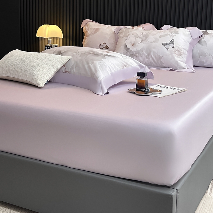 91家纺网 家纺一手货源 找家纺 2025新品A类100支天丝棉夹棉床盖床笠四件套全棉床单加厚高端数码印花长绒棉夏季轻奢真丝床上用品 蝶织梦-紫