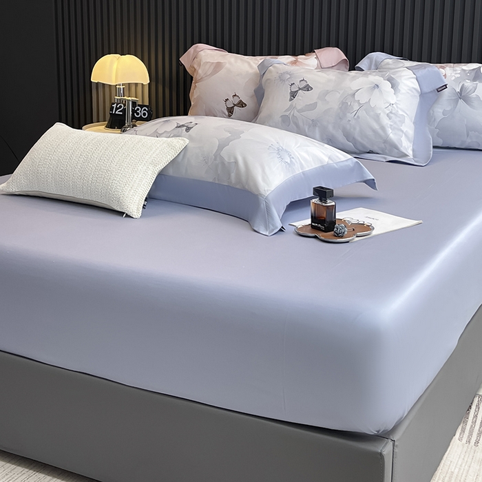 91家纺网 家纺一手货源 找家纺 2025夏季A类母婴级天丝棉印花四件套纯棉全棉高端数码印花丝滑裸睡长绒棉被套真丝床上用品 蝶织梦-蓝