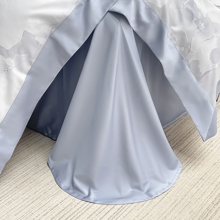 91家纺网 家纺一手货源 找家纺 2025A类母婴级天丝棉夹棉床盖床笠四件套全棉纯棉纯色长绒棉真丝保护罩高级感印花床上用品 蝶织梦-蓝