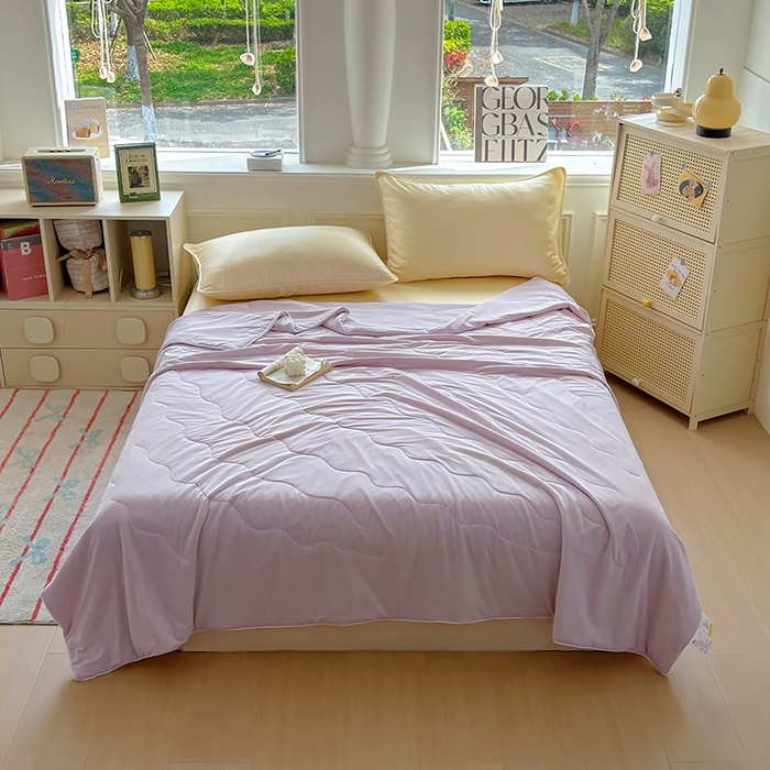 百寐 2025新款A类160克88%锦纶+12%氨纶锦氨夏被纯色夏凉被空调被 浅紫