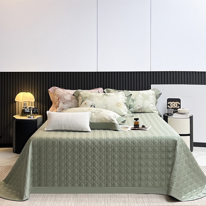 91家纺网 家纺一手货源 找家纺  2025新品A类100支天丝棉夹棉床盖床笠四件套床单加厚高端数码印花 蝶织梦-紫