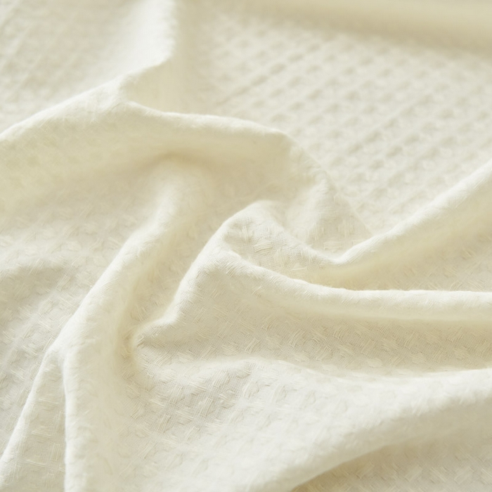 91家纺网 家纺一手货源 找家纺 寐绸家纺 2025新款纯棉华夫格床单拍图二 华夫格床单-奶白