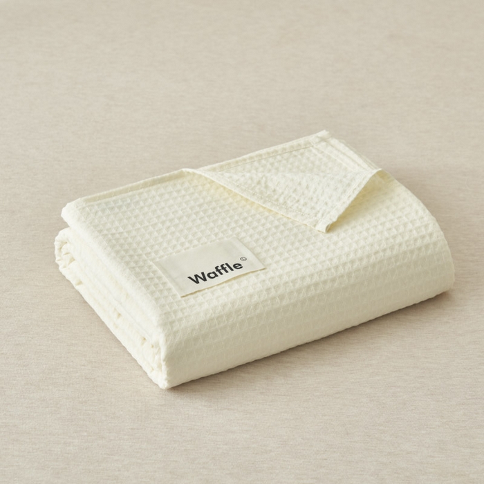 91家纺网 家纺一手货源 找家纺 寐绸家纺 2025新款纯棉华夫格床单拍图二 华夫格床单-奶白