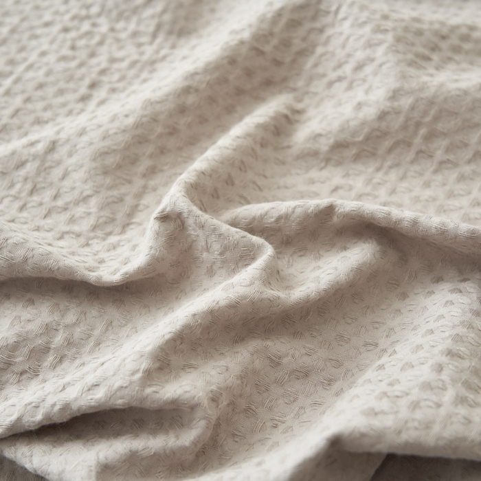 91家纺网 家纺一手货源 找家纺 寐绸家纺 2025新款纯棉华夫格床单拍图二 华夫格床单-浅灰