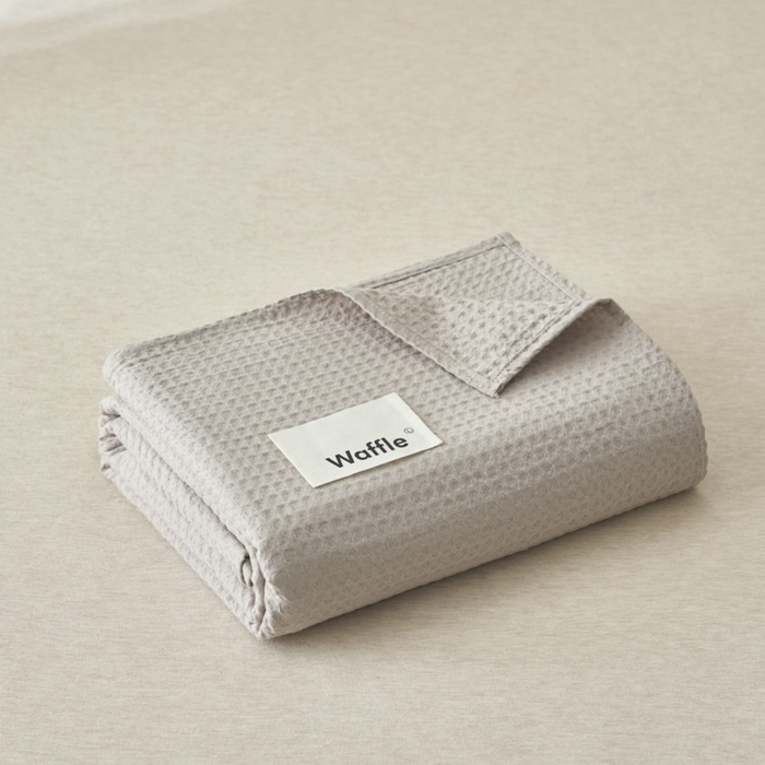 91家纺网 家纺一手货源 找家纺 寐绸家纺 2025新款纯棉华夫格床单拍图二 华夫格床单-浅灰