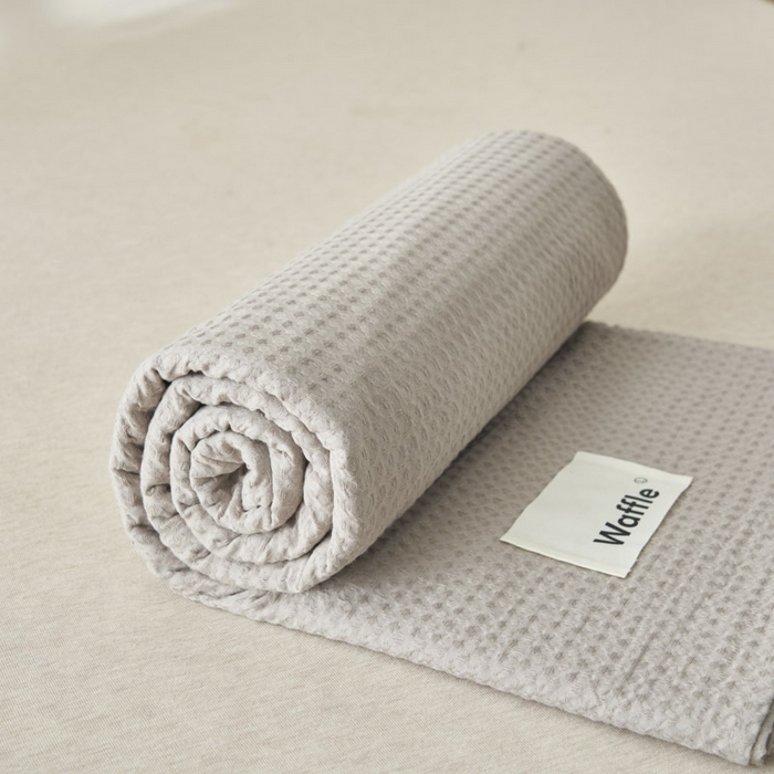 91家纺网 家纺一手货源 找家纺 寐绸家纺 2025新款纯棉华夫格床单拍图二 华夫格床单-浅灰