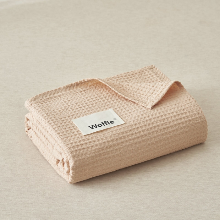 91家纺网 家纺一手货源 找家纺 寐绸家纺 2025新款纯棉华夫格床单拍图二 华夫格床单-杏色