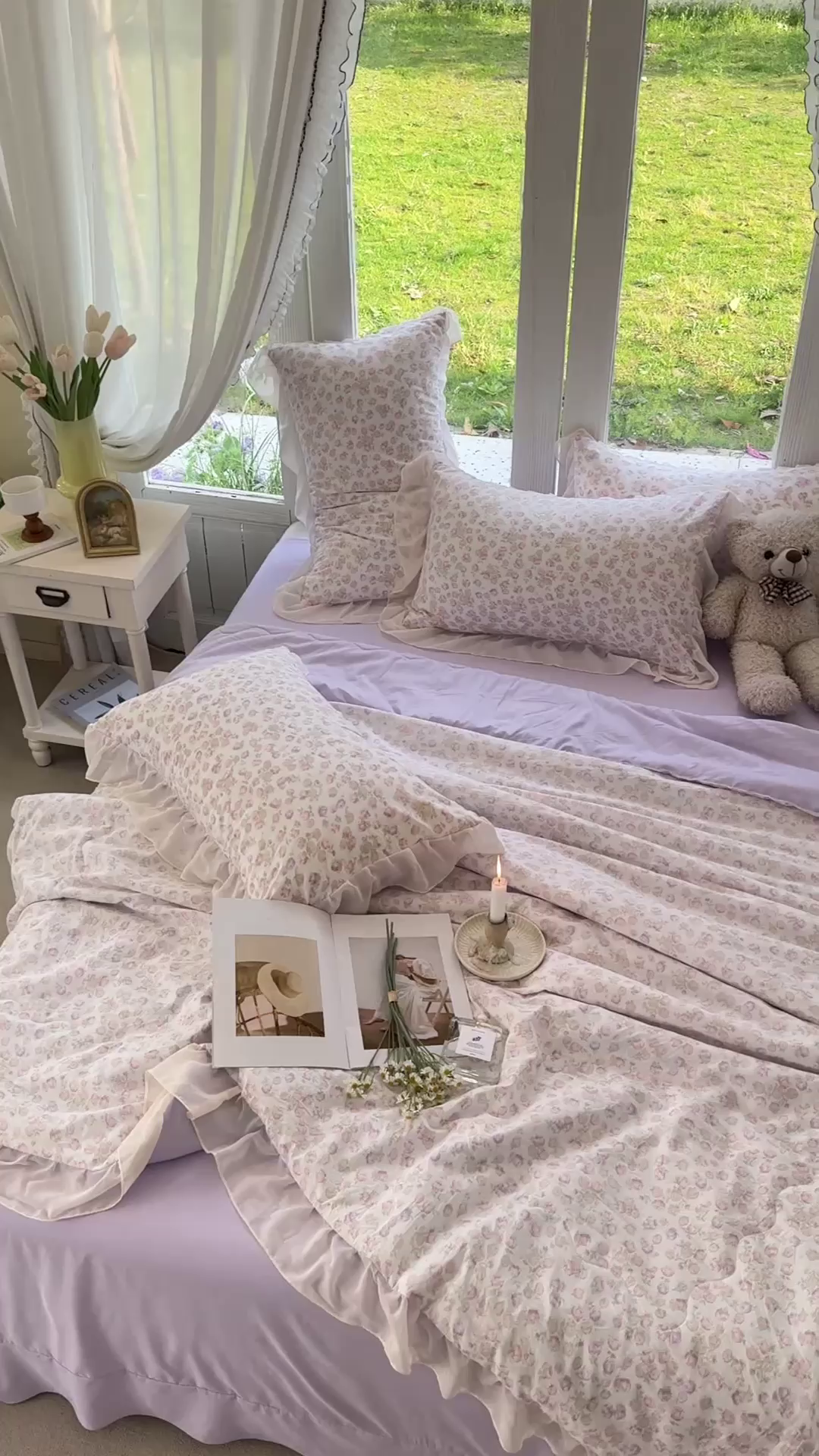 91家纺网 家纺一手货源 找家纺 梦莱斯 2025新款夏被四件套 花丛中-粉