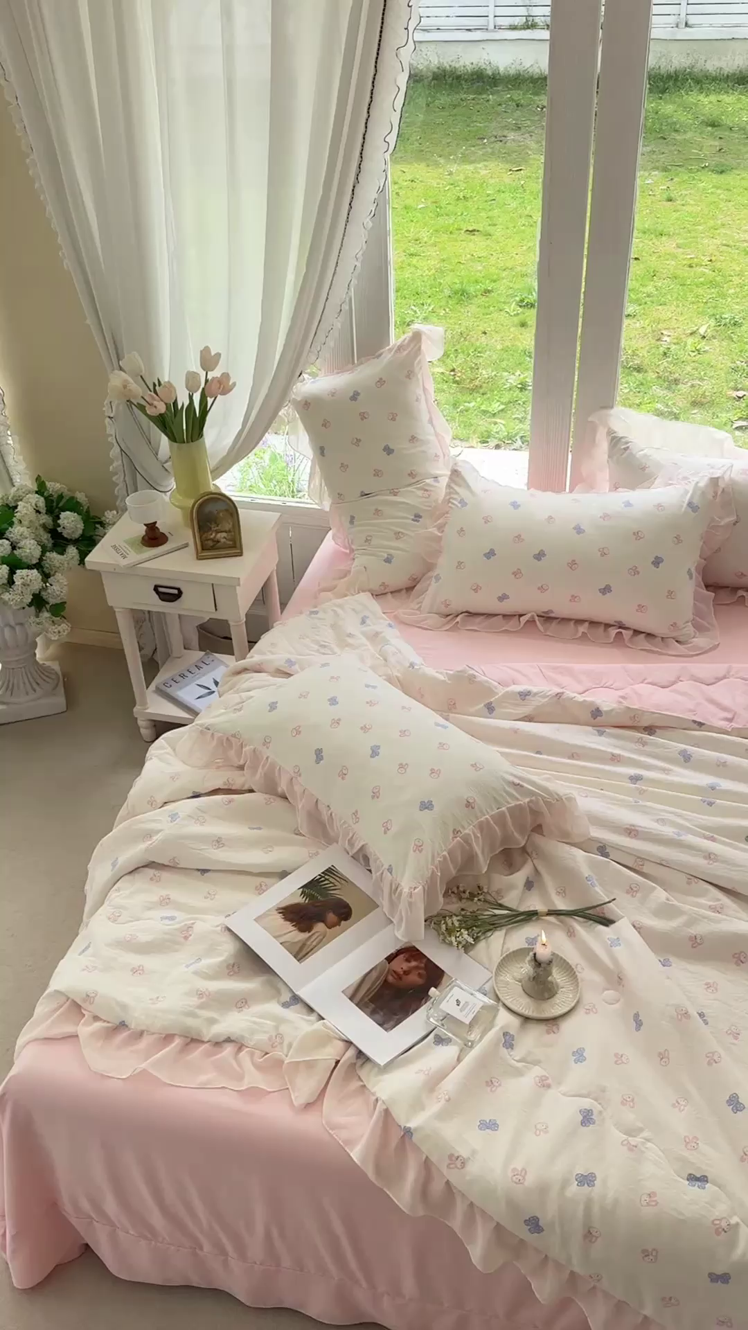 91家纺网 家纺一手货源 找家纺 梦莱斯 2025新款夏被四件套 蝴蝶兔-玉