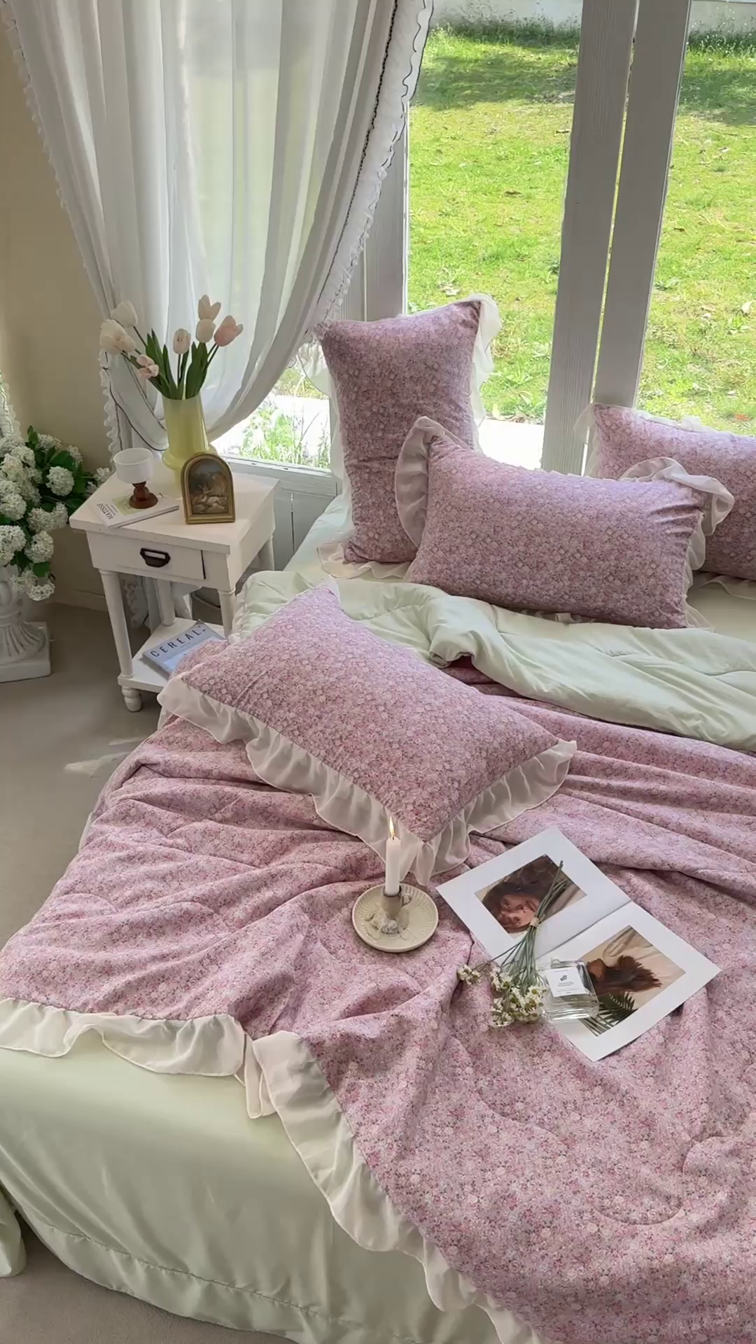 91家纺网 家纺一手货源 找家纺 梦莱斯 2025新款夏被四件套 玫瑰庄园豆沙