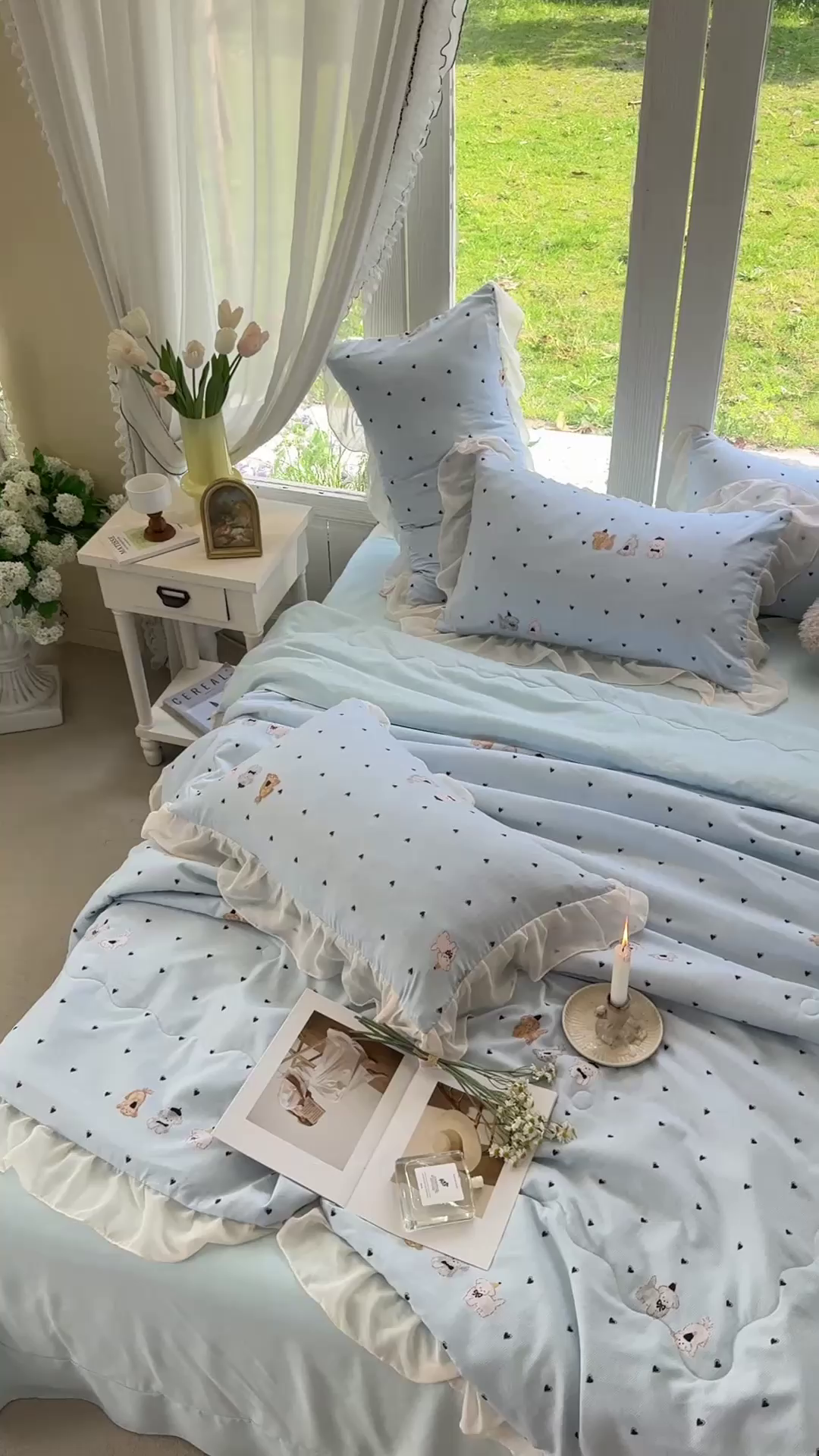 91家纺网 家纺一手货源 找家纺 梦莱斯 2025新款夏被四件套 萨摩耶-兰