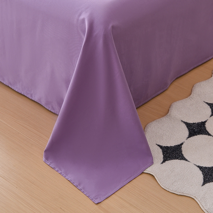 91家纺网 家纺一手货源 找家纺 宇彬家纺 2025直播热新款13374全棉母婴级压线纯色刺绣四件套全棉贡缎新疆长绒字母款轻奢 山茶-典雅紫