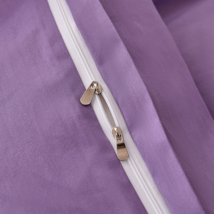 91家纺网 家纺一手货源 找家纺 宇彬家纺 2025直播热新款13374全棉母婴级压线纯色刺绣四件套全棉贡缎新疆长绒字母款轻奢 山茶-典雅紫