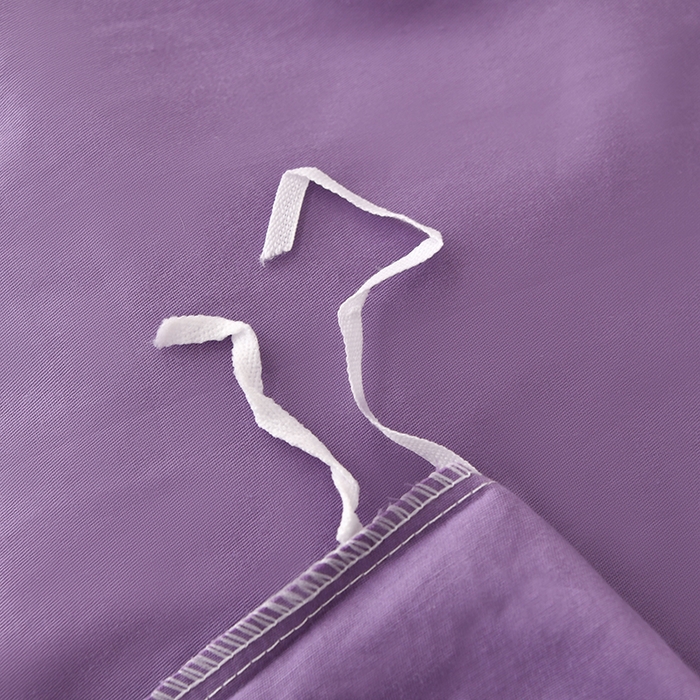 91家纺网 家纺一手货源 找家纺 宇彬家纺 2025直播热新款13374全棉母婴级压线纯色刺绣四件套全棉贡缎新疆长绒字母款轻奢 山茶-典雅紫