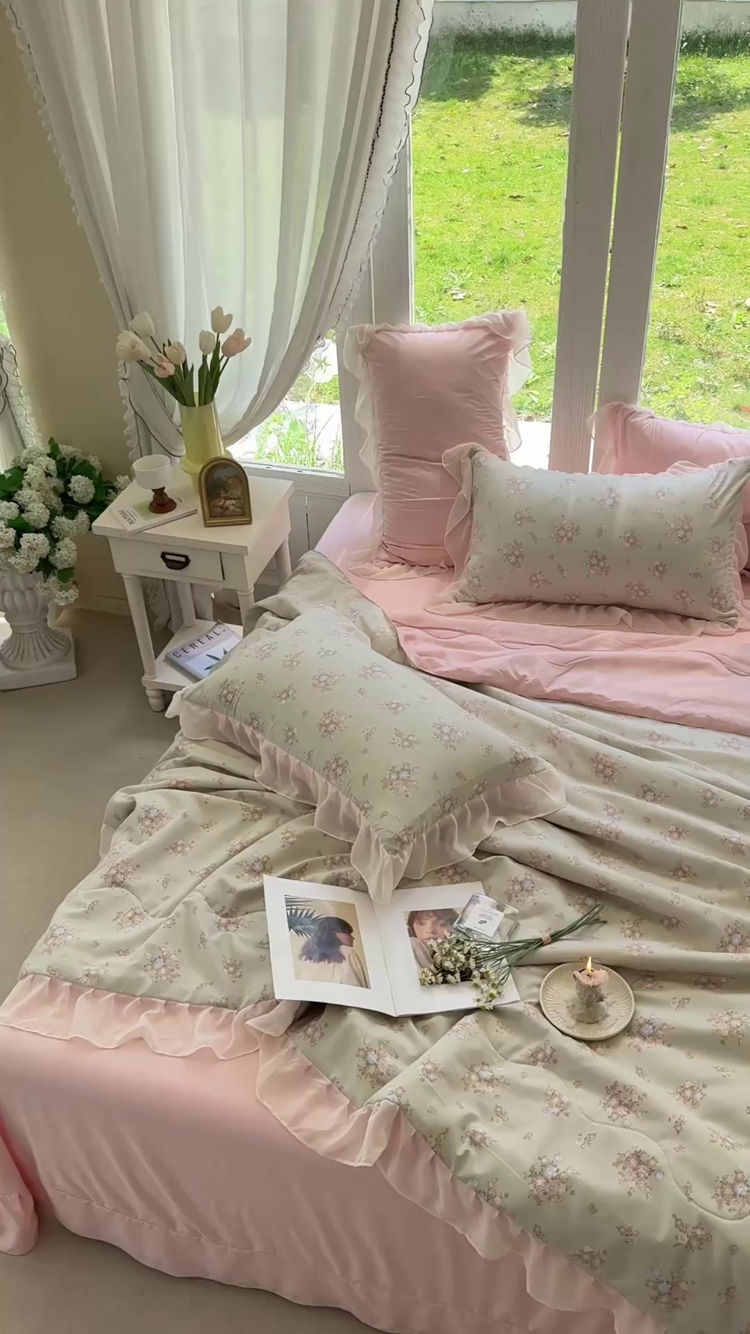 91家纺网 家纺一手货源 找家纺 梦莱斯 2025新款夏被四件套 雪松-绿