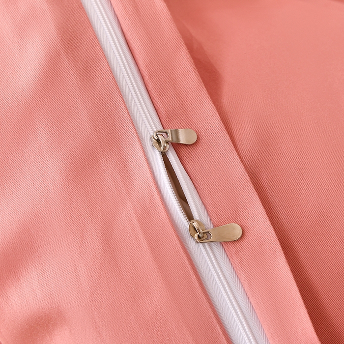 91家纺网 家纺一手货源 找家纺 宇彬家纺 2025直播热新款13374全棉母婴级压线纯色刺绣四件套全棉贡缎新疆长绒字母款轻奢 山茶-奶油粉