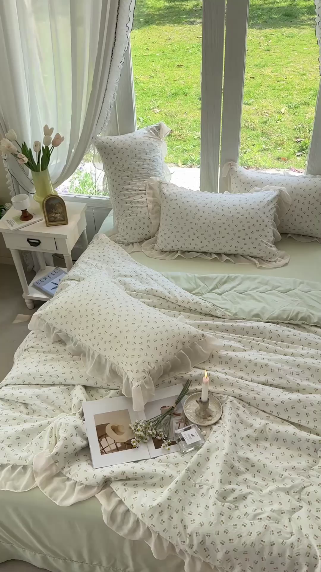 91家纺网 家纺一手货源 找家纺 梦莱斯 2025新款夏被四件套 樱草-绿