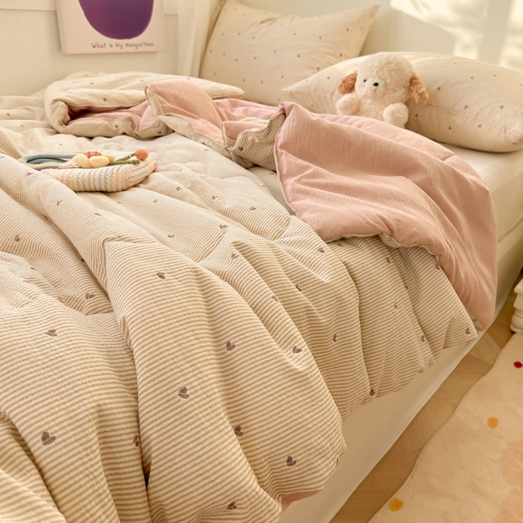 91家纺网 家纺一手货源 找家纺 韩巢家纺 2025新款A类云感双层纱夏被夏凉被空调被薄被子空调被 爱你