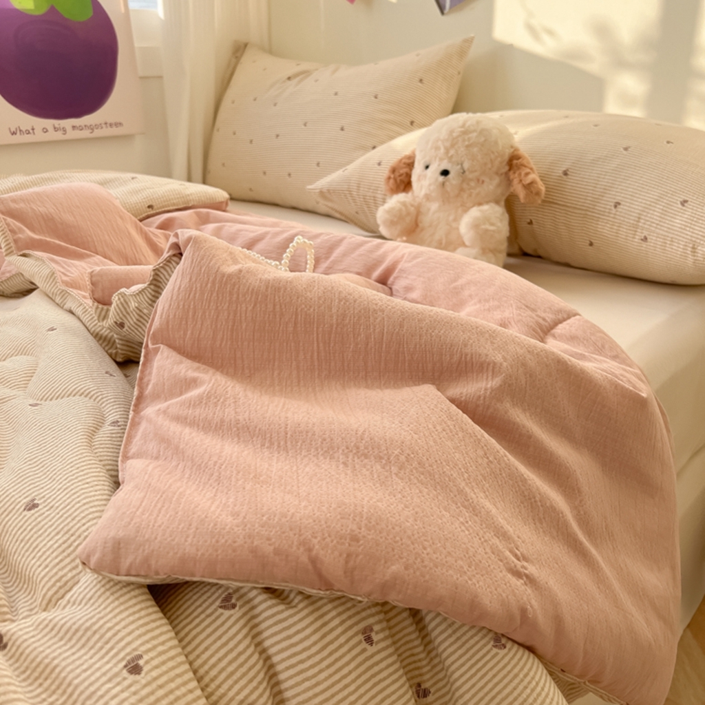 91家纺网 家纺一手货源 找家纺 韩巢家纺 2025新款A类云感双层纱夏被夏凉被空调被薄被子空调被 爱你