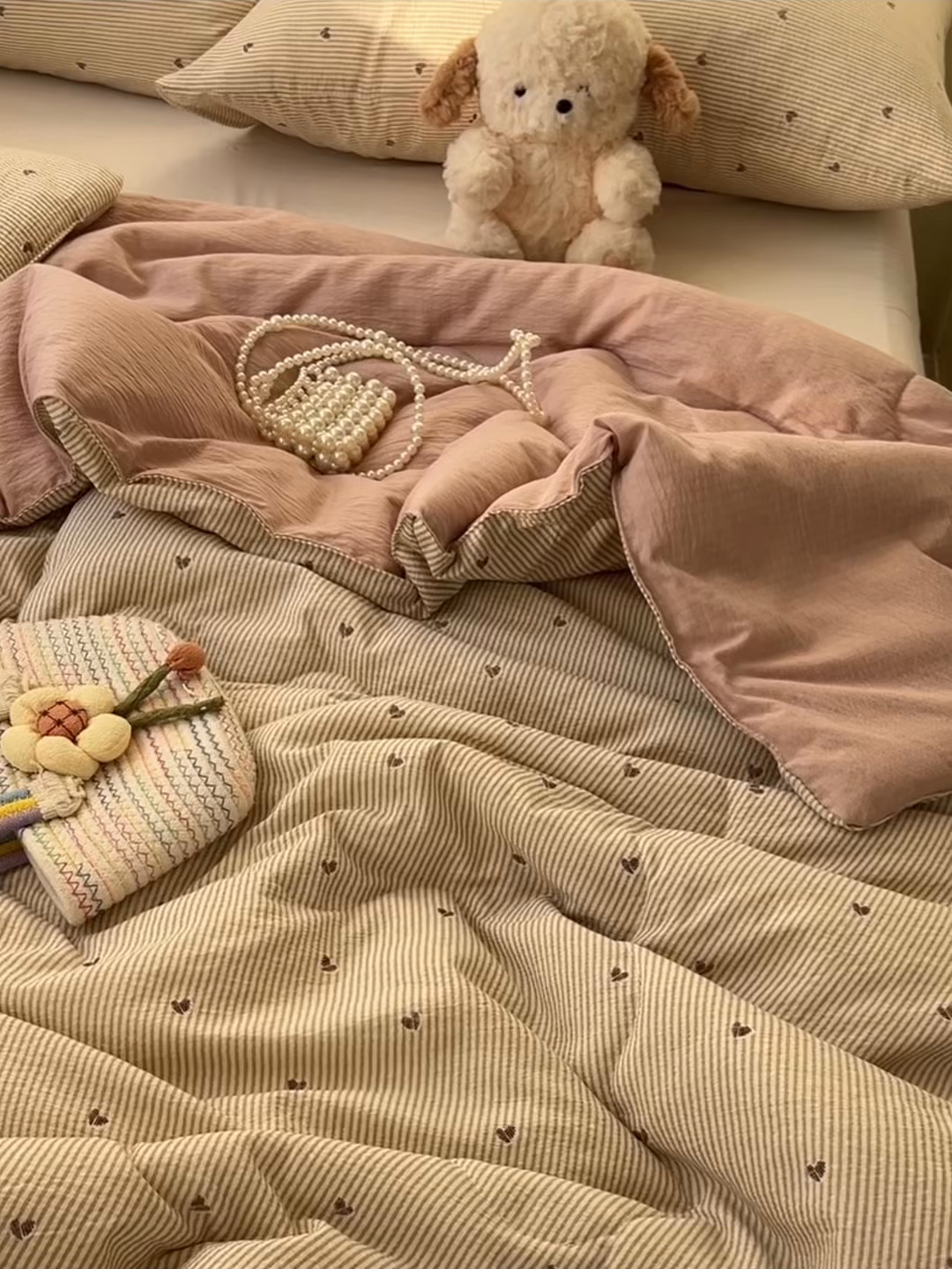 91家纺网 家纺一手货源 找家纺 韩巢家纺 2025新款A类云感双层纱夏被夏凉被空调被薄被子空调被 爱你