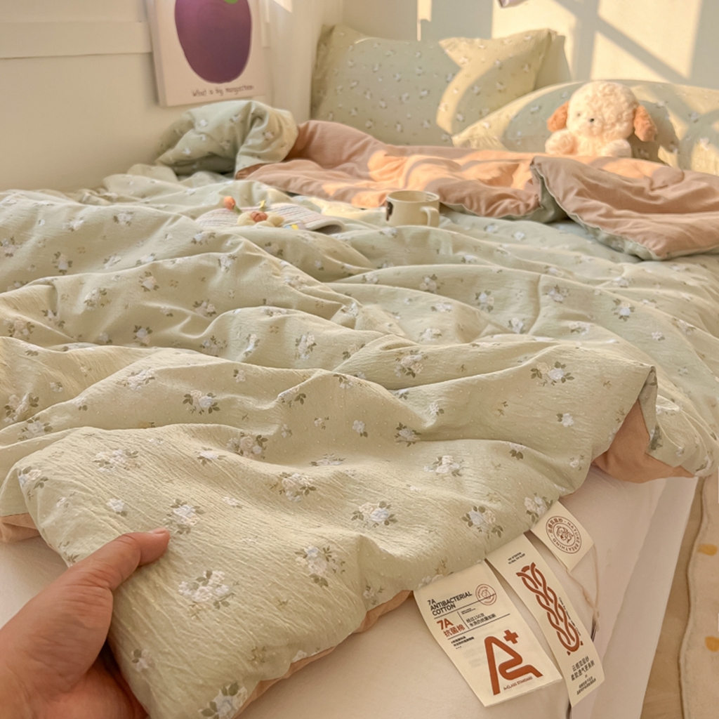 91家纺网 家纺一手货源 找家纺 韩巢家纺 2025新款A类云感双层纱夏被夏凉被空调被薄被子空调被 茶野