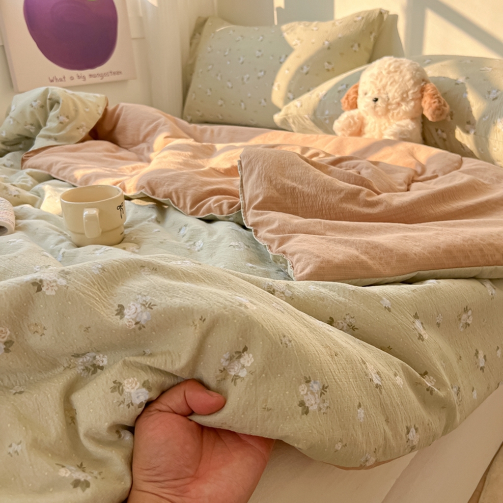 91家纺网 家纺一手货源 找家纺 韩巢家纺 2025新款A类云感双层纱夏被夏凉被空调被薄被子空调被 茶野