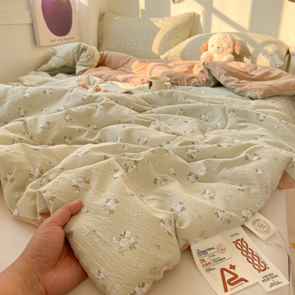 91家纺网 家纺一手货源 找家纺 韩巢家纺 2025新款A类云感双层纱夏被夏凉被空调被薄被子空调被 茶野