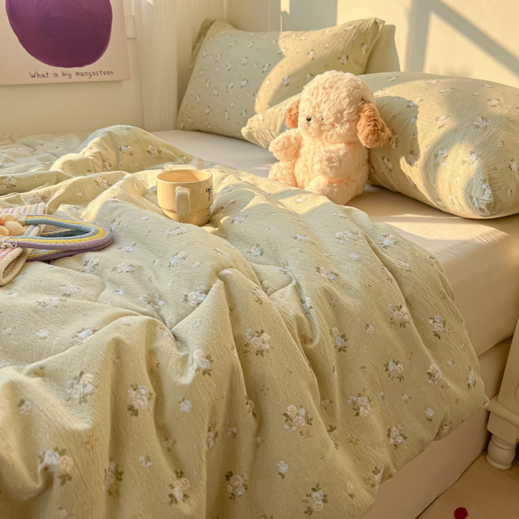 91家纺网 家纺一手货源 找家纺 韩巢家纺 2025新款A类云感双层纱夏被夏凉被空调被薄被子空调被 茶野