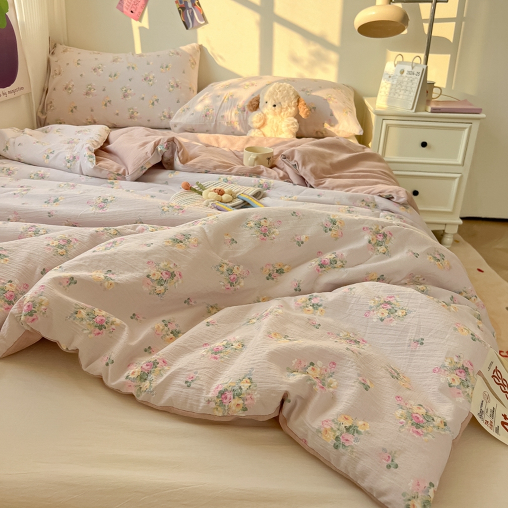 91家纺网 家纺一手货源 找家纺 韩巢家纺 2025新款A类云感双层纱夏被夏凉被空调被薄被子空调被 初暖