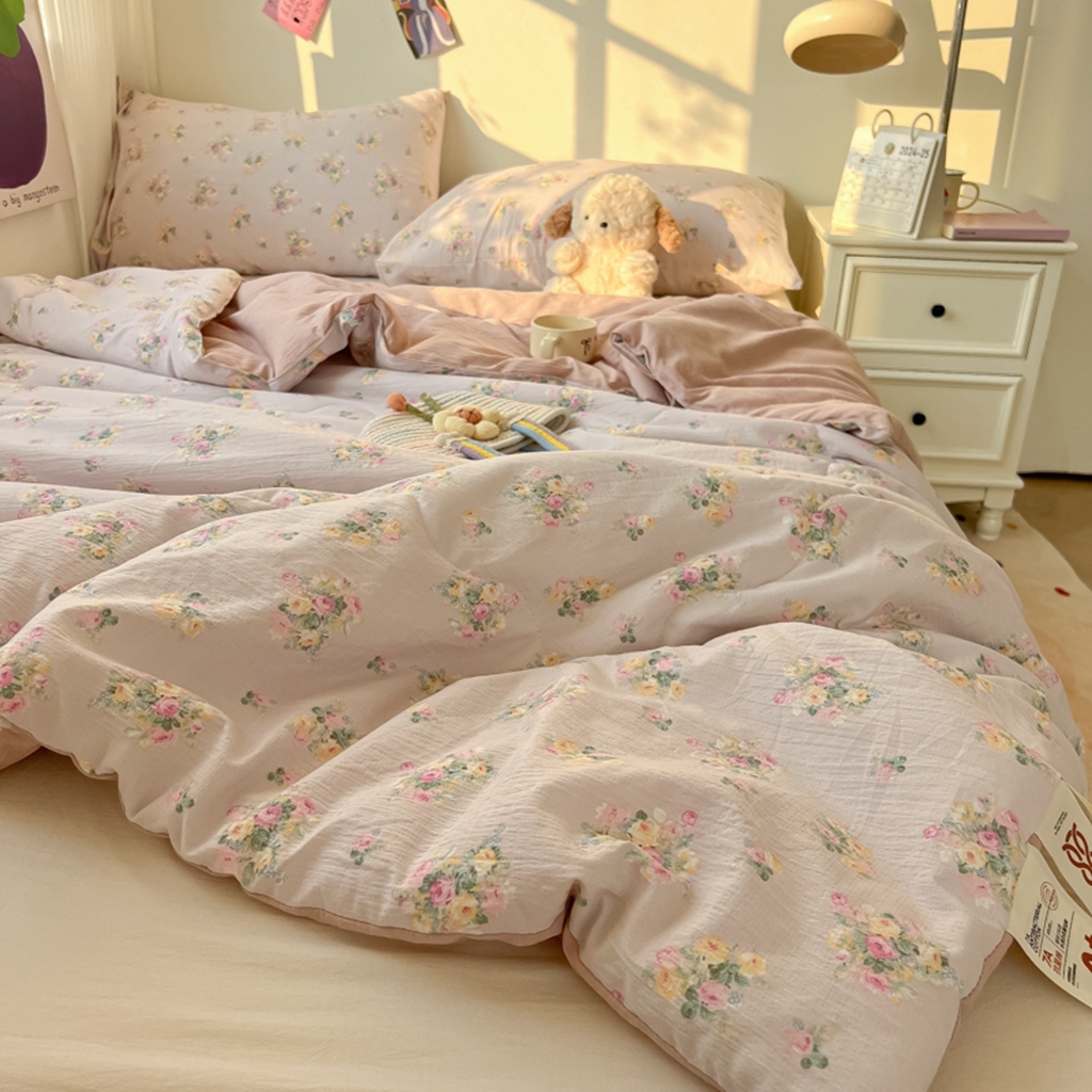 91家纺网 家纺一手货源 找家纺 韩巢家纺 2025新款A类云感双层纱夏被夏凉被空调被薄被子空调被 初暖