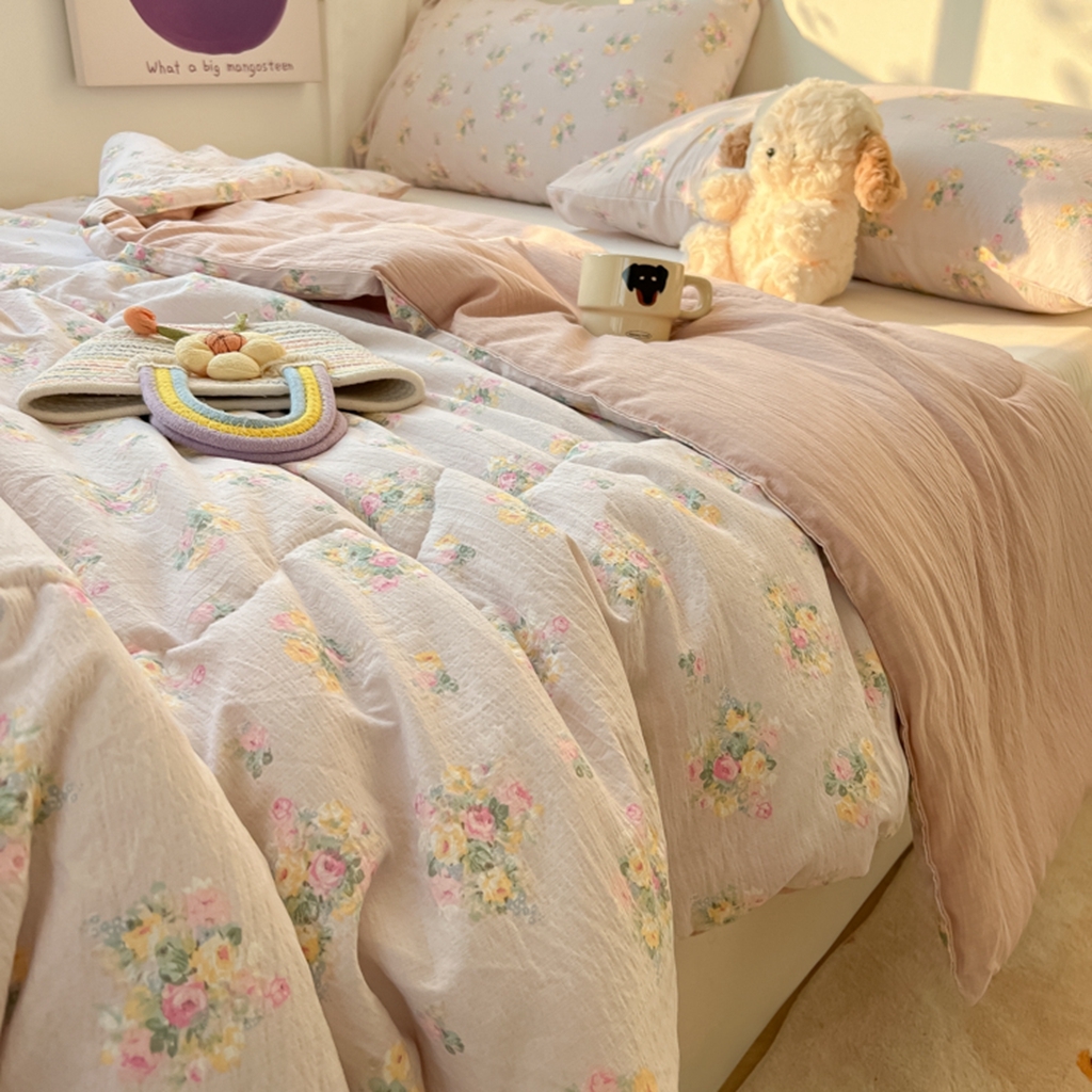 91家纺网 家纺一手货源 找家纺 韩巢家纺 2025新款A类云感双层纱夏被夏凉被空调被薄被子空调被 初暖