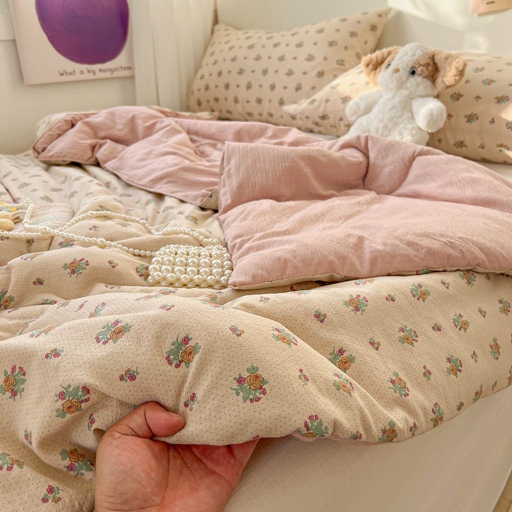 91家纺网 家纺一手货源 找家纺 韩巢家纺 2025新款A类云感双层纱夏被夏凉被空调被薄被子空调被 春芽