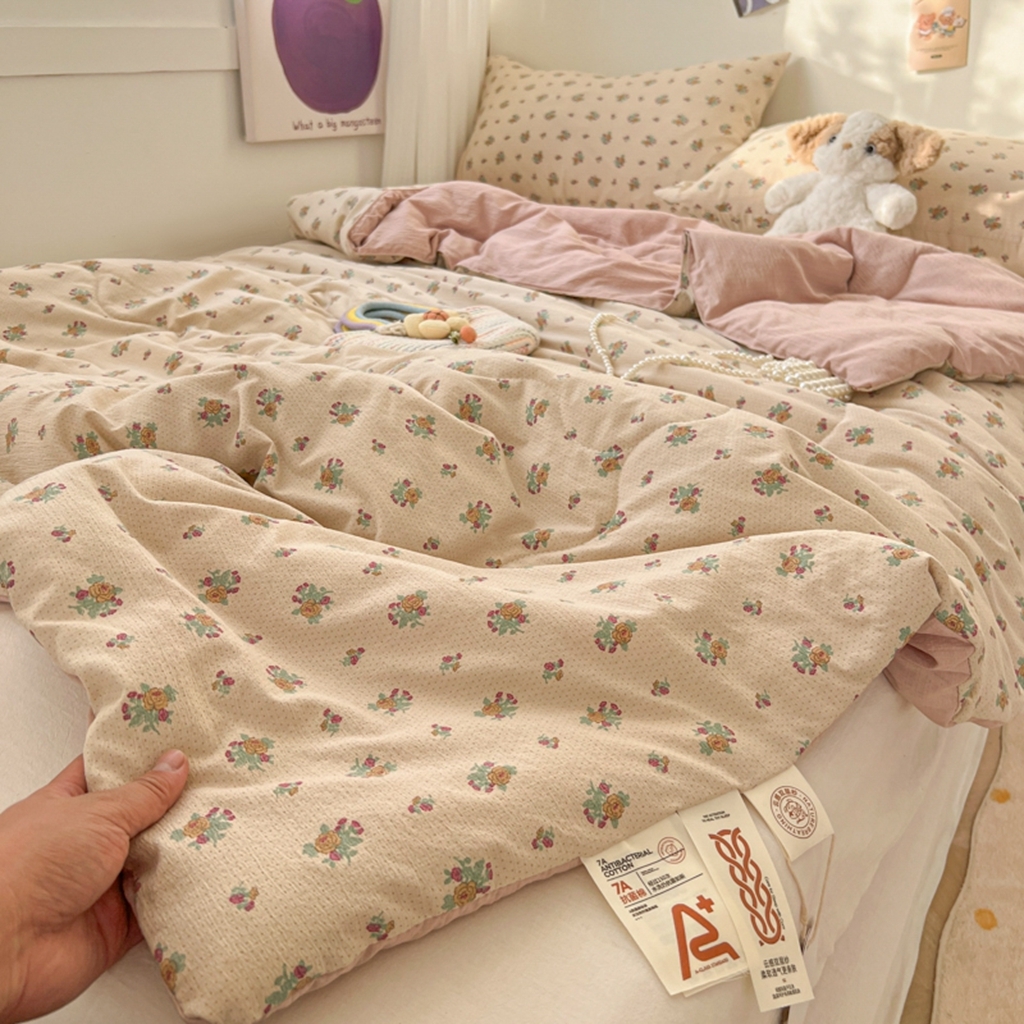 91家纺网 家纺一手货源 找家纺 韩巢家纺 2025新款A类云感双层纱夏被夏凉被空调被薄被子空调被 春芽