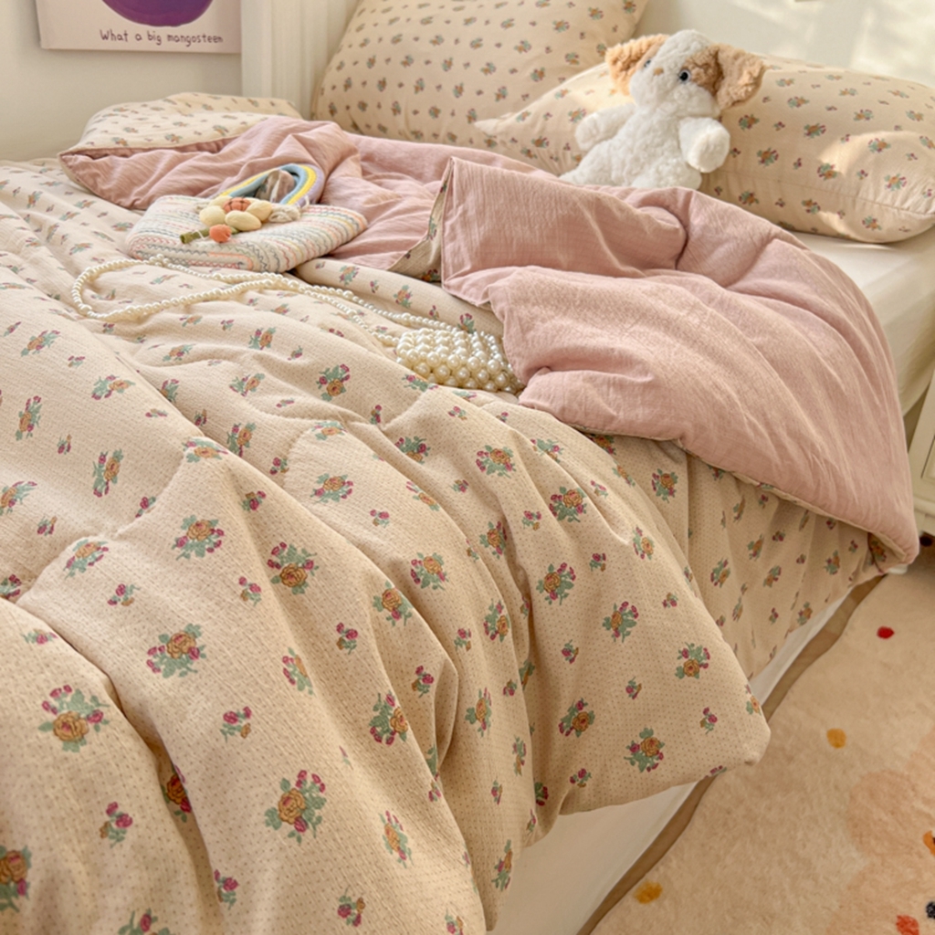 91家纺网 家纺一手货源 找家纺 韩巢家纺 2025新款A类云感双层纱夏被夏凉被空调被薄被子空调被 春芽