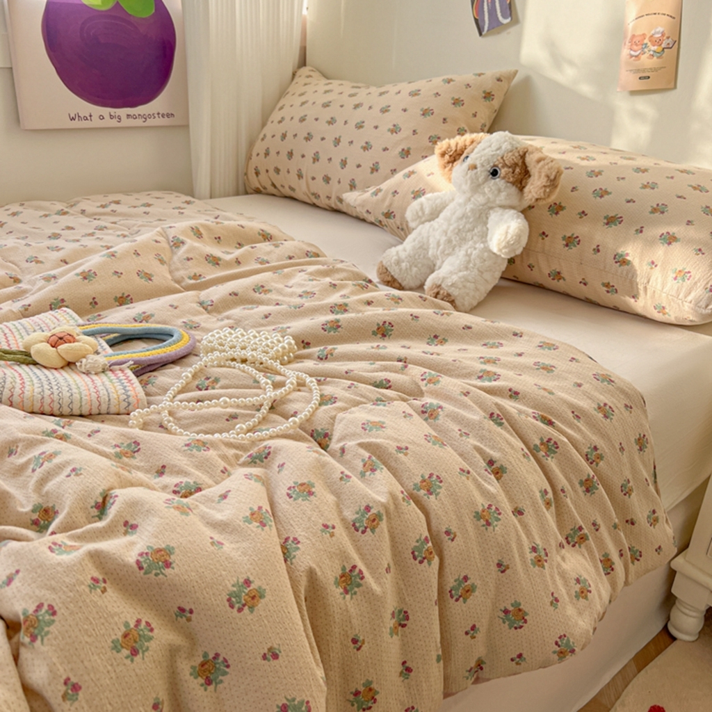 91家纺网 家纺一手货源 找家纺 韩巢家纺 2025新款A类云感双层纱夏被夏凉被空调被薄被子空调被 春芽