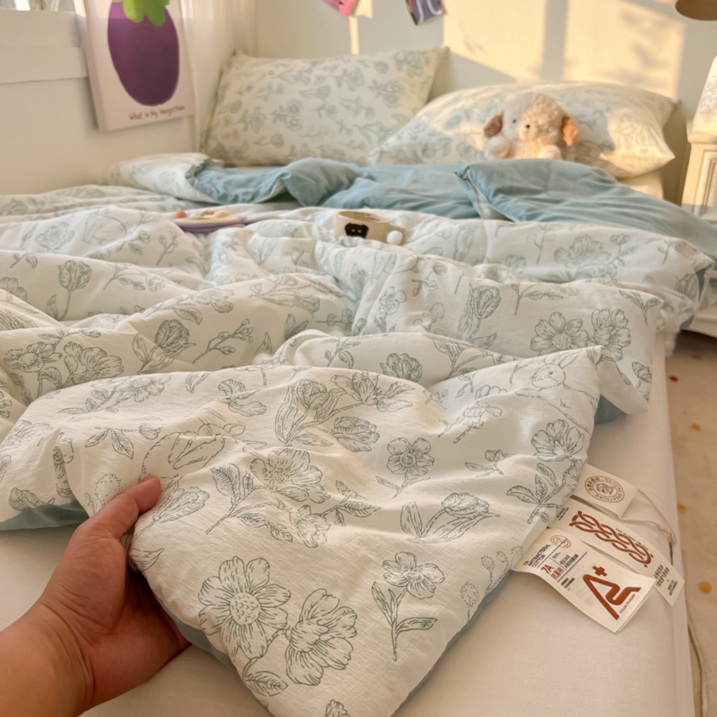 91家纺网 家纺一手货源 找家纺 韩巢家纺 2025新款A类云感双层纱夏被夏凉被空调被薄被子空调被 花开漫漫