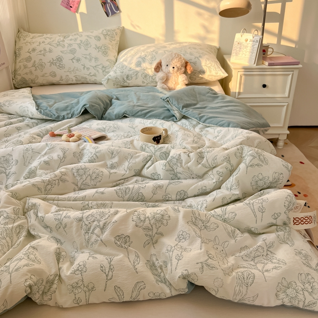 91家纺网 家纺一手货源 找家纺 韩巢家纺 2025新款A类云感双层纱夏被夏凉被空调被薄被子空调被 花开漫漫