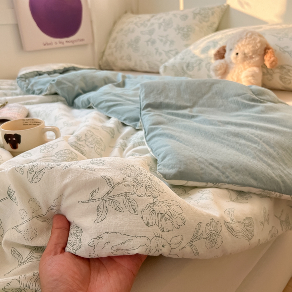 91家纺网 家纺一手货源 找家纺 韩巢家纺 2025新款A类云感双层纱夏被夏凉被空调被薄被子空调被 花开漫漫