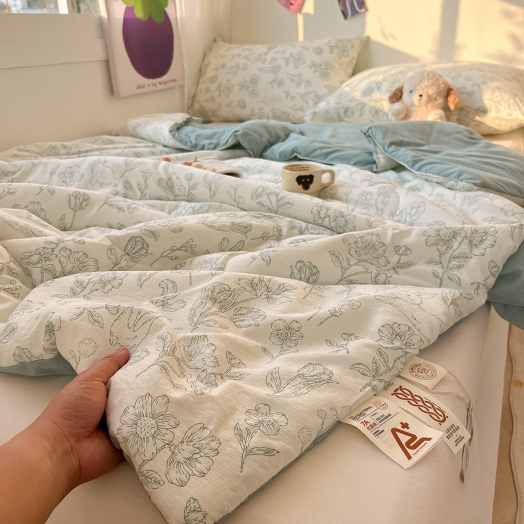 91家纺网 家纺一手货源 找家纺 韩巢家纺 2025新款A类云感双层纱夏被夏凉被空调被薄被子空调被 花开漫漫