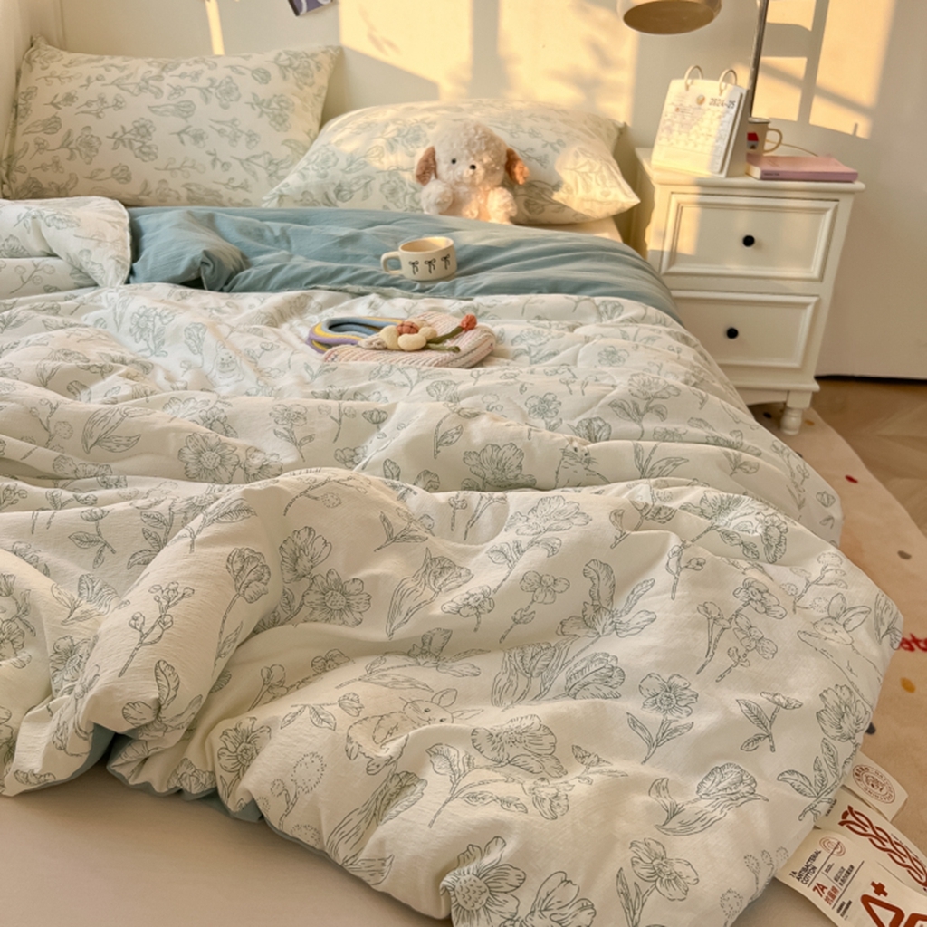 91家纺网 家纺一手货源 找家纺 韩巢家纺 2025新款A类云感双层纱夏被夏凉被空调被薄被子空调被 花开漫漫