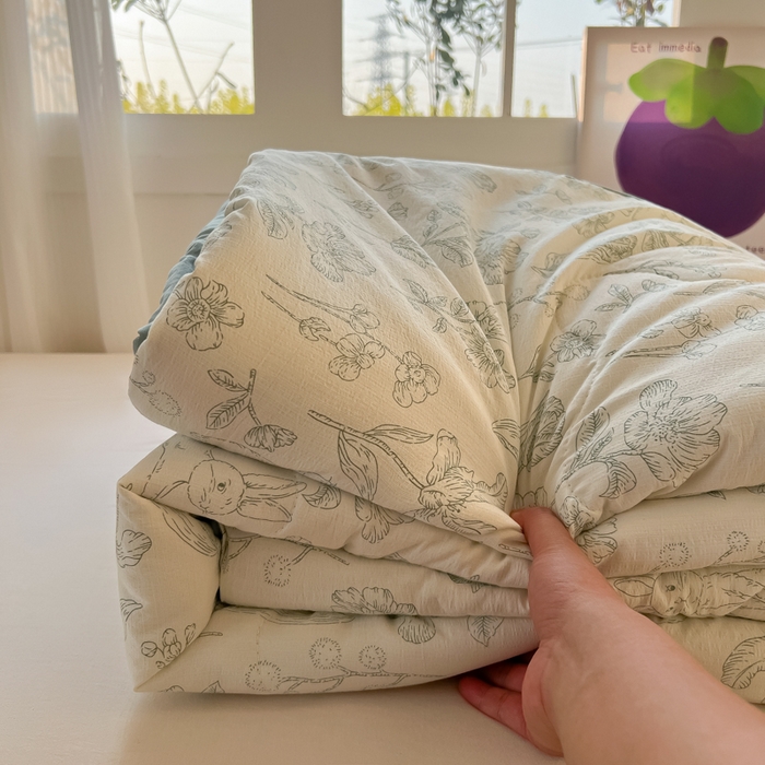 91家纺网 家纺一手货源 找家纺 韩巢家纺 2025新款A类云感双层纱夏被夏凉被空调被薄被子空调被 花开漫漫