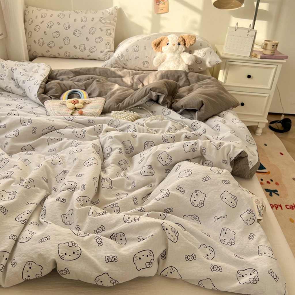 91家纺网 家纺一手货源 找家纺 韩巢家纺 2025新款A类云感双层纱夏被夏凉被空调被薄被子空调被 猫咪