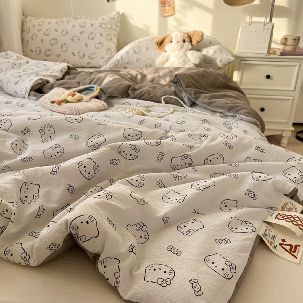 91家纺网 家纺一手货源 找家纺 韩巢家纺 2025新款A类云感双层纱夏被夏凉被空调被薄被子空调被 猫咪