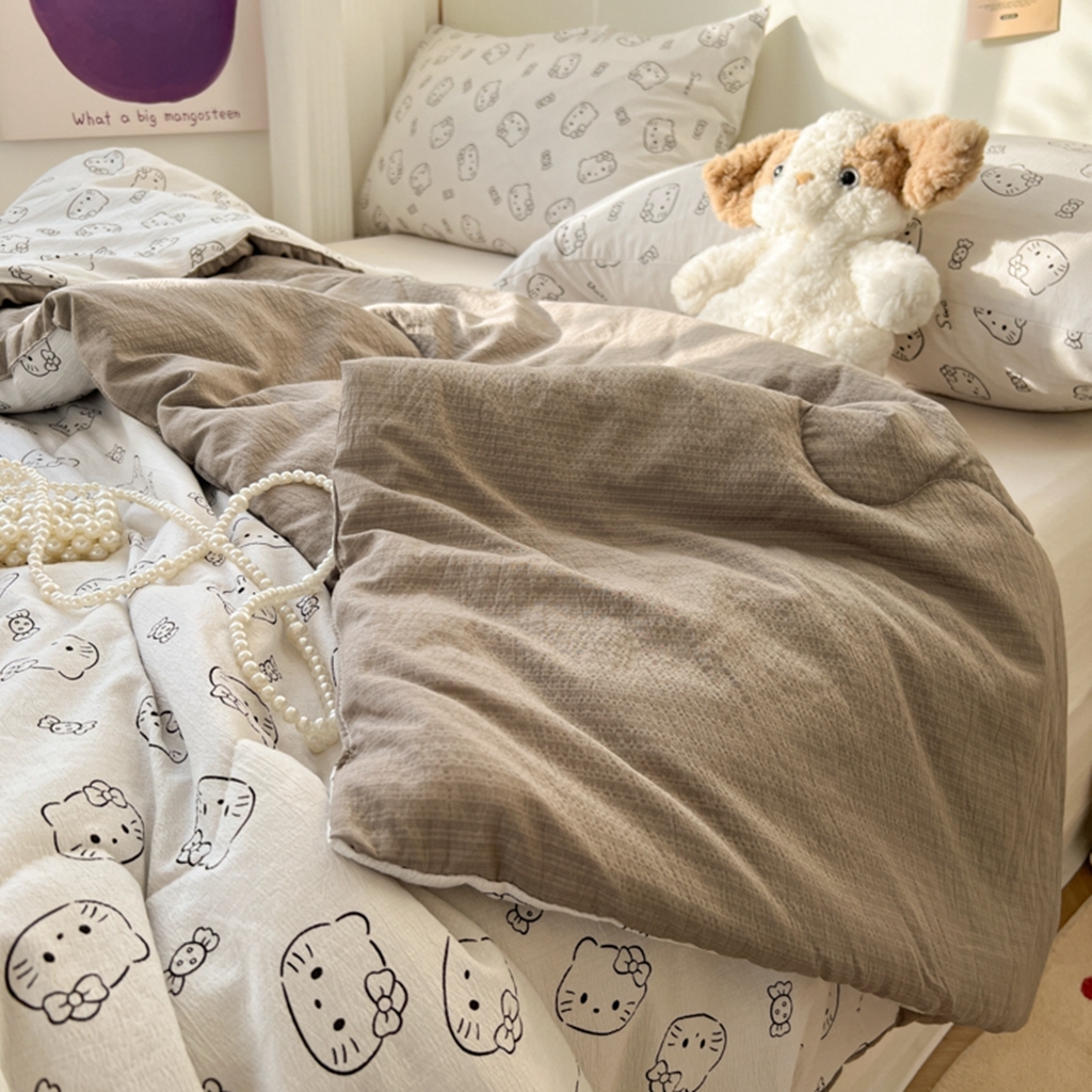 91家纺网 家纺一手货源 找家纺 韩巢家纺 2025新款A类云感双层纱夏被夏凉被空调被薄被子空调被 猫咪