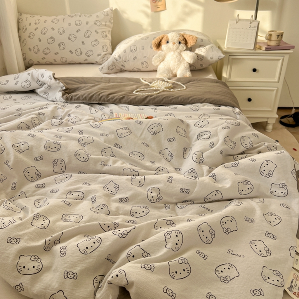 91家纺网 家纺一手货源 找家纺 韩巢家纺 2025新款A类云感双层纱夏被夏凉被空调被薄被子空调被 猫咪