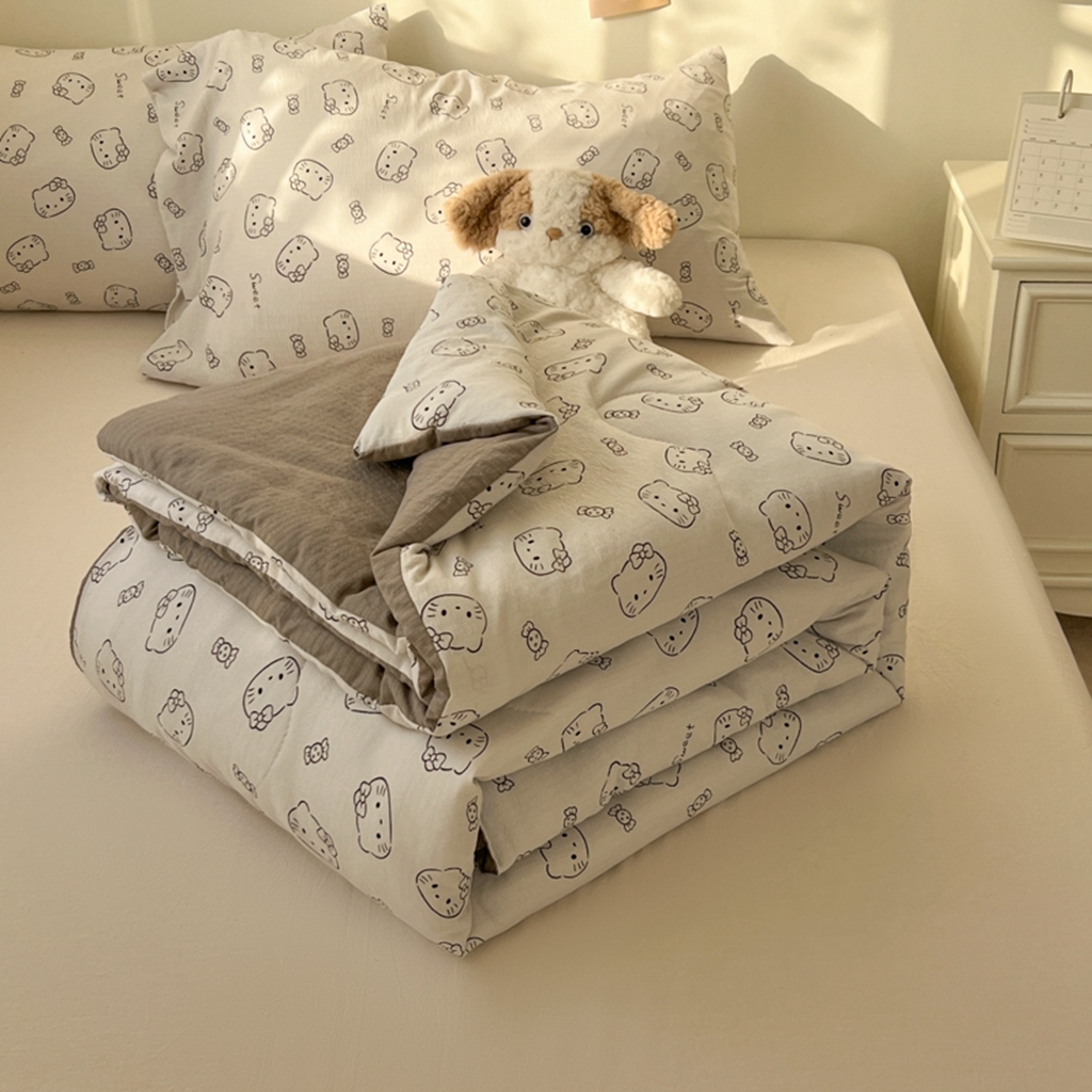 91家纺网 家纺一手货源 找家纺 韩巢家纺 2025新款A类云感双层纱夏被夏凉被空调被薄被子空调被 猫咪