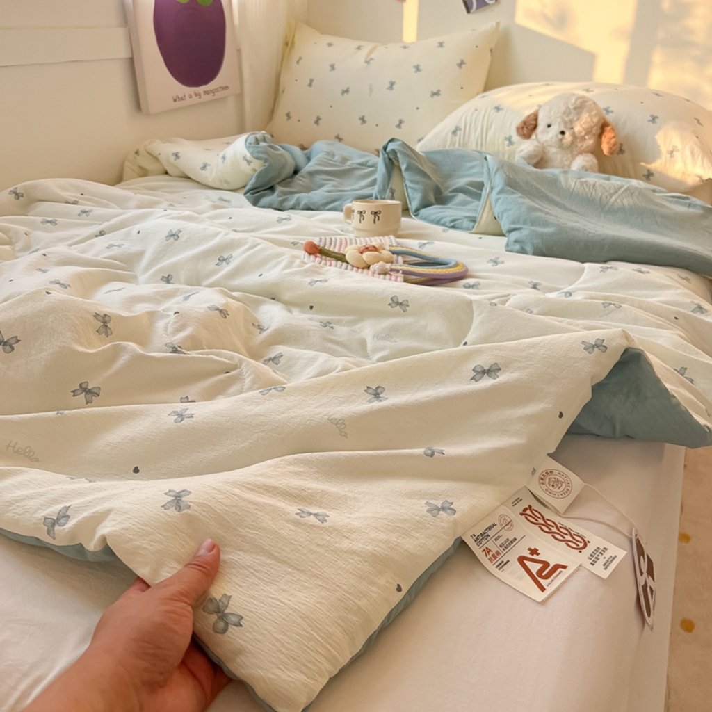 91家纺网 家纺一手货源 找家纺 韩巢家纺 2025新款A类云感双层纱夏被夏凉被空调被薄被子空调被 倾结